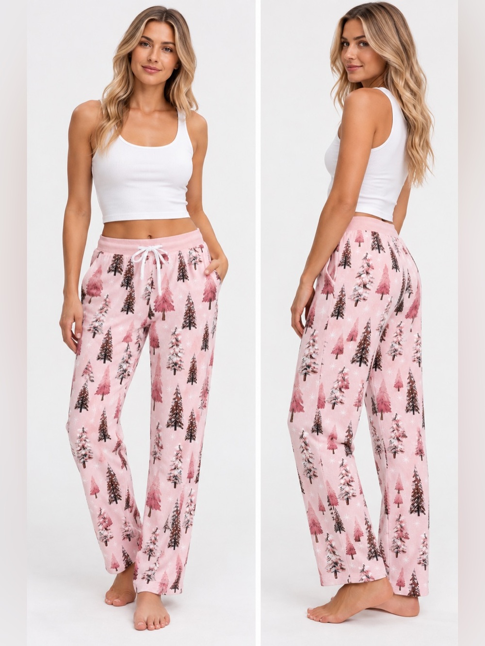 P.J. Salvage Pink Winter Wonderland Holiday Velour Pajama Pants – Women’s Large